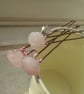 3 Rose Quartz Carved Roses on Hair Pins - Image 3