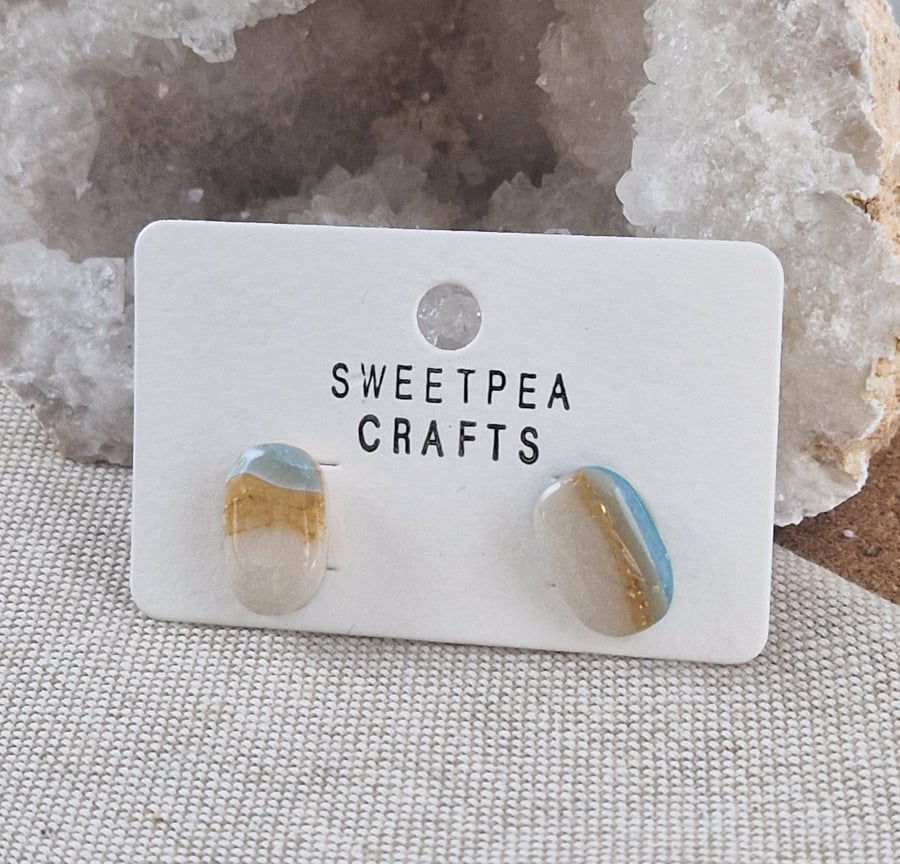 Polymer Clay Stud Earrings: Shoreline 