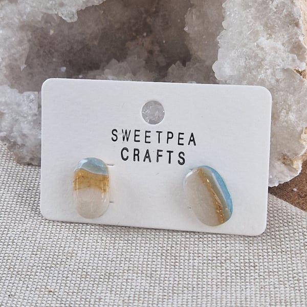 Polymer Clay Stud Earrings: Shoreline 