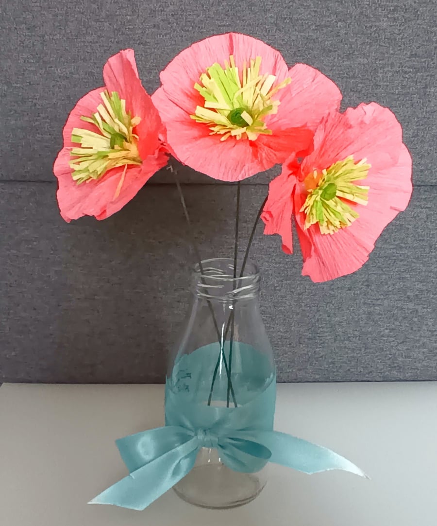 Handmade Crepe Paper Icelandic Poppies Set of 3