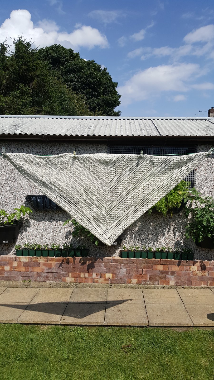 oatmeal lightweight crocheted shawl