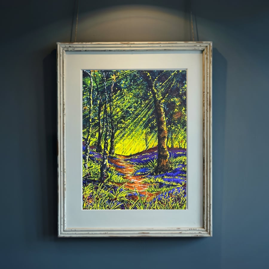 Moss Valley Bluebell Woods in Derbyshire, England - Fine Art Print - Unframed