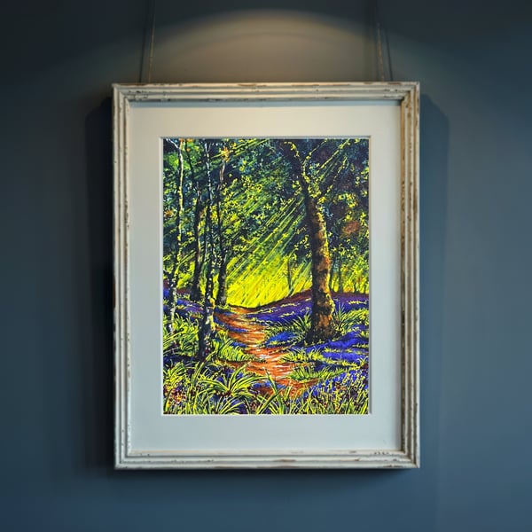 Moss Valley Bluebell Woods in Derbyshire, England - Fine Art Print - Unframed