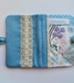 SOLD Sewing needle case reclaimed embroidery and blue patchwork - Image 5
