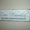shabby chic distressed plaque-our family personalised