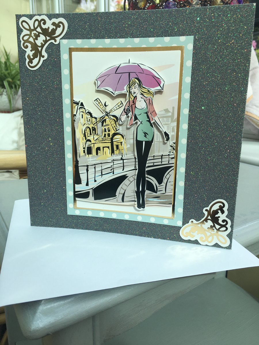 Dashing through the rain birthday card
