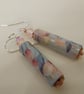 Handmade Paper Bead and crystal Bead Drop Earrings