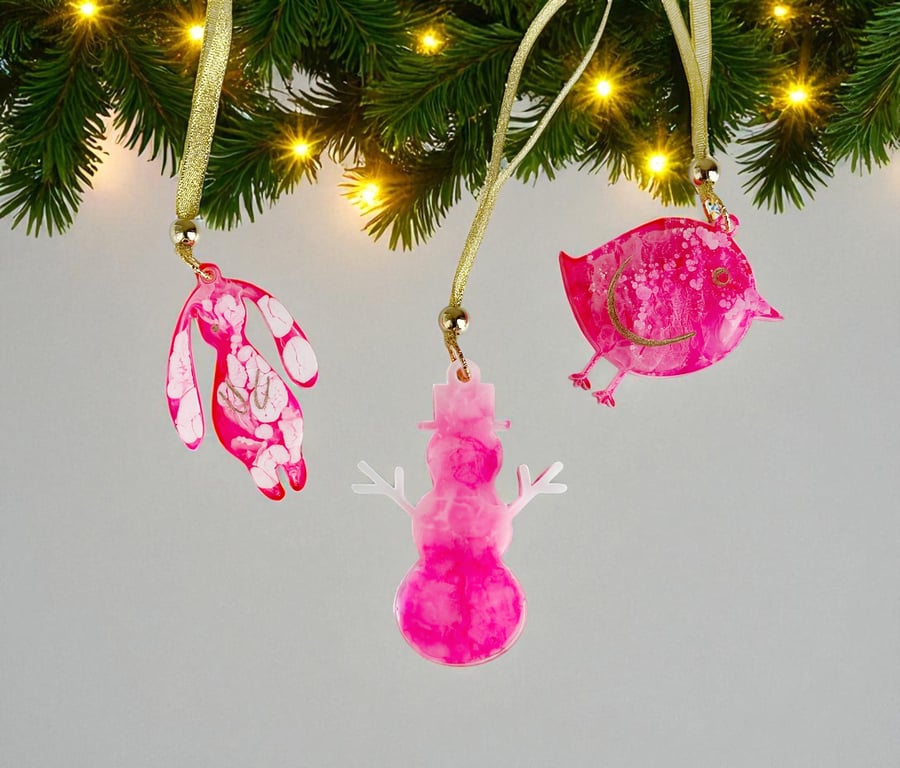 Cute Christmas ornametn set Resin Christmas tree decoration Hanging wall decor