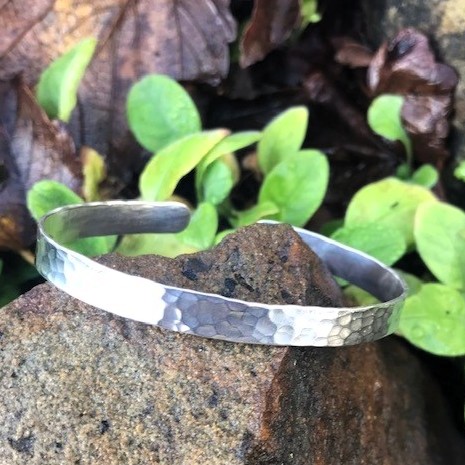 Handmade Recycled Solid Sterling Silver 925 Hammered Open Cuff Bracelet