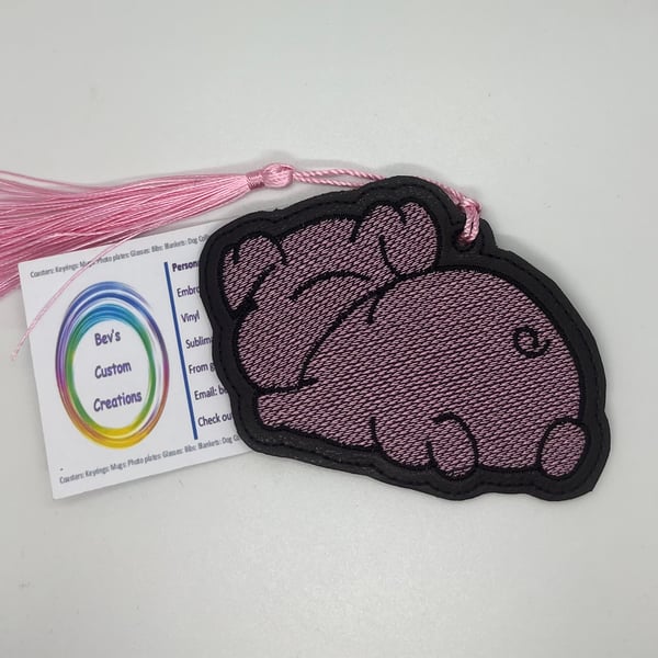 Pig cute bum embroidered bookmark 