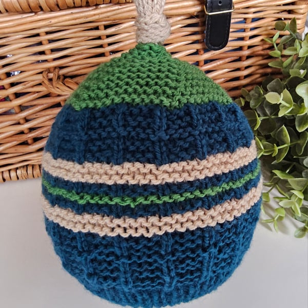 Designer Hand Knitted Boys Knotted Beanie Hat 9-18 months size