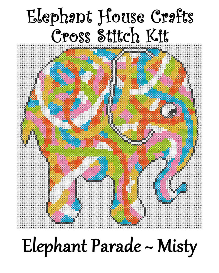 Elephant Parade Cross Stitch Kit Misty Size Approx 7" x 7"  14 Count Aida