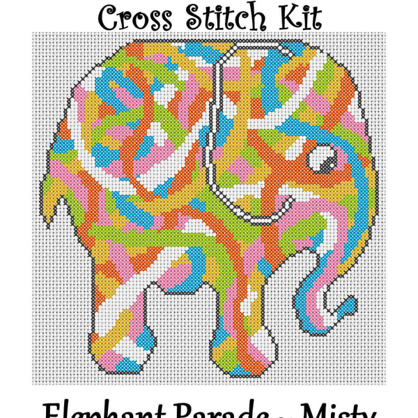 Elephant Parade Cross Stitch Kit Misty Size Approx 7" x 7"  14 Count Aida
