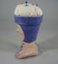 Purple Ceramic Novelty Plant Pot Craft Textiles Sewing Needlework Pin Cushion. - Image 2