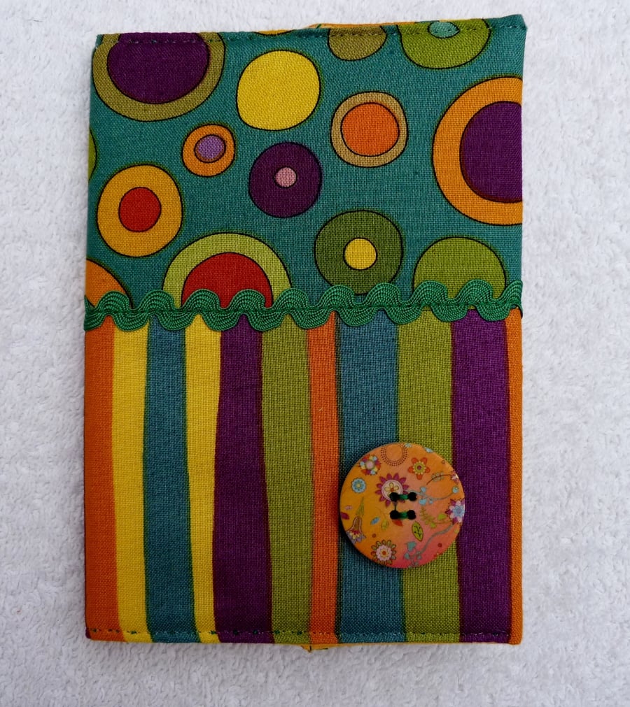 A6 Book Cover with Lined Notebook  In Yellow Green and Purple