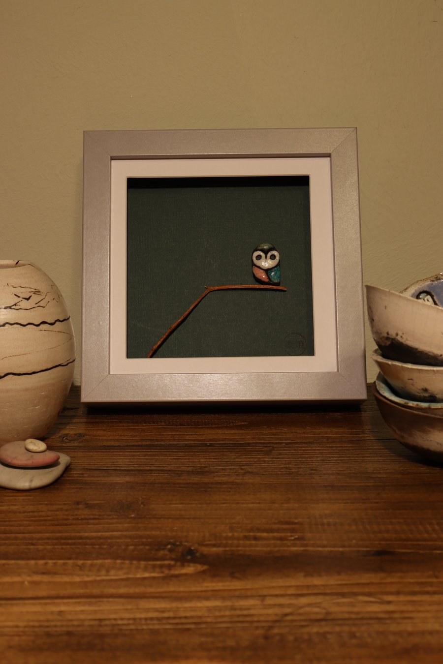 Handmade Ceramic Framed Owl