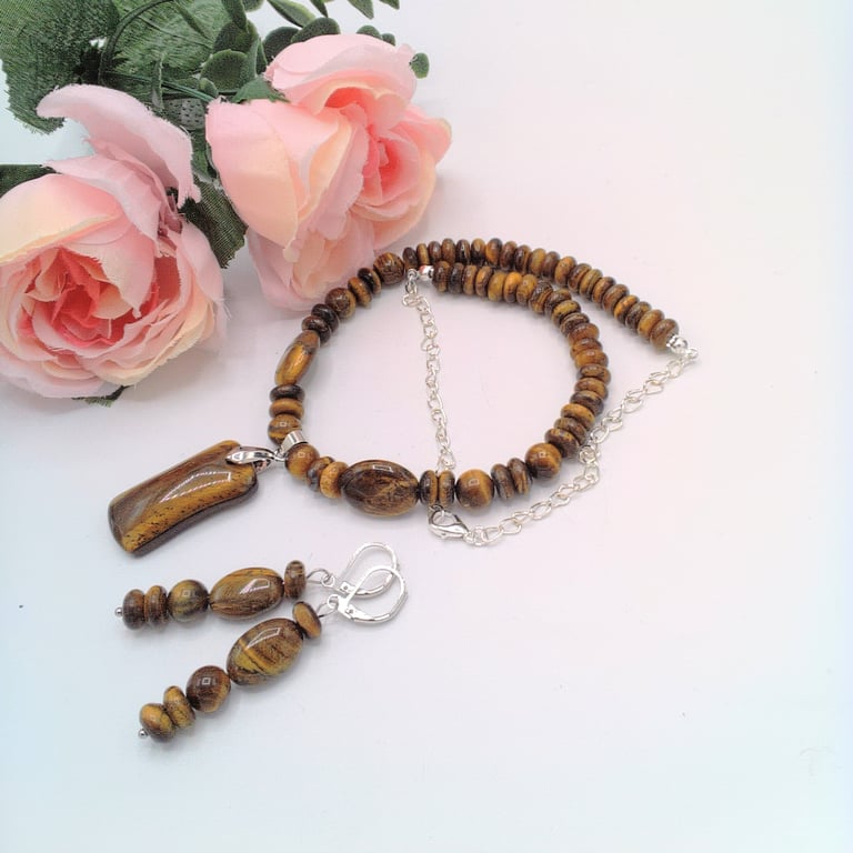 Golden Brown Tiger's Eye Jewellery Set, Tiger's Eye, Gift for Her, Mother's Day 