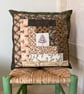 Christmas Patchwork Log Cabin Embroidered Cushion  - Image 2