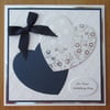 7x7" Luxury Two Hearts - Wedding Card - Navy