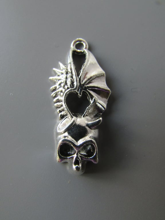 Silver Skull with wings Jewellery Charm Steampunk