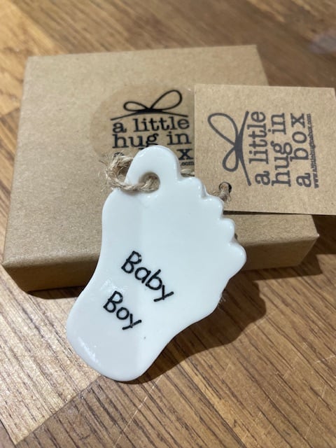 A little hug in a box porcelain Baby boy gift