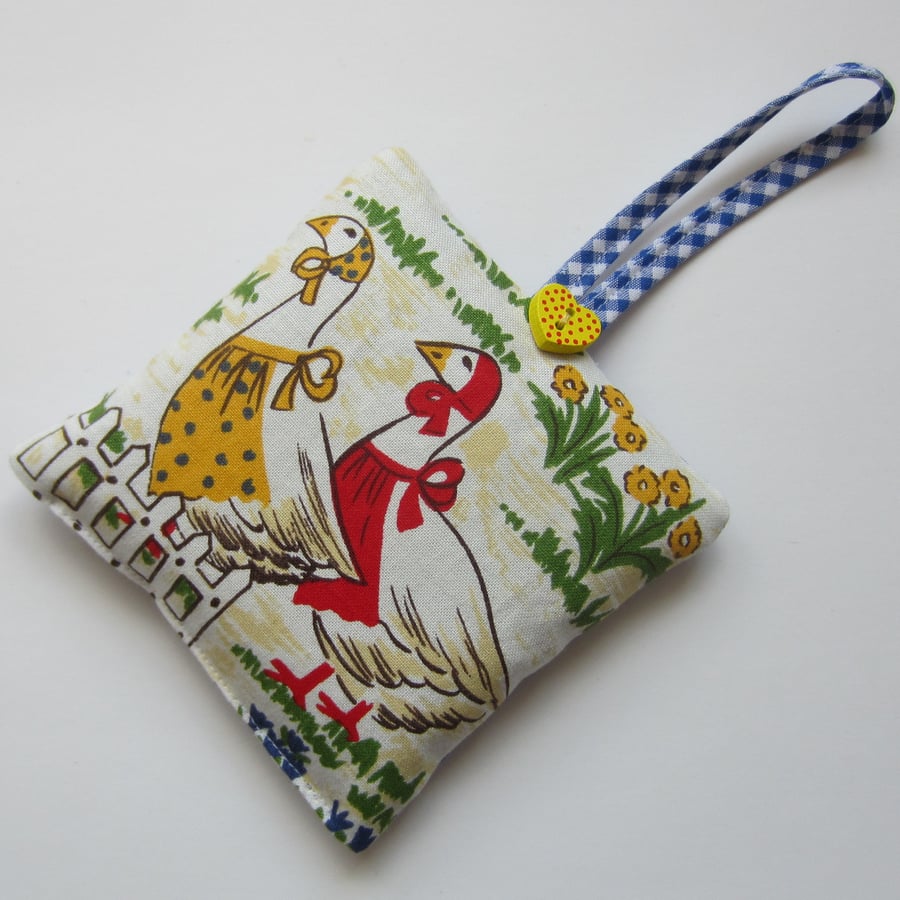 Lavender Bag Farmyard Geese Design with Hanging Loop