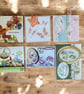 6 Handmade Greeting Card Set – Assorted Decoupage & Mixed Media Destash Cards