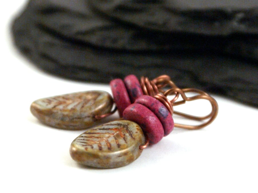 Rustic Spring Leaf Earrings