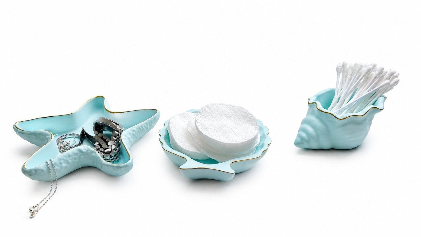 Eco-resin seaside set of 3 small decorative dishes