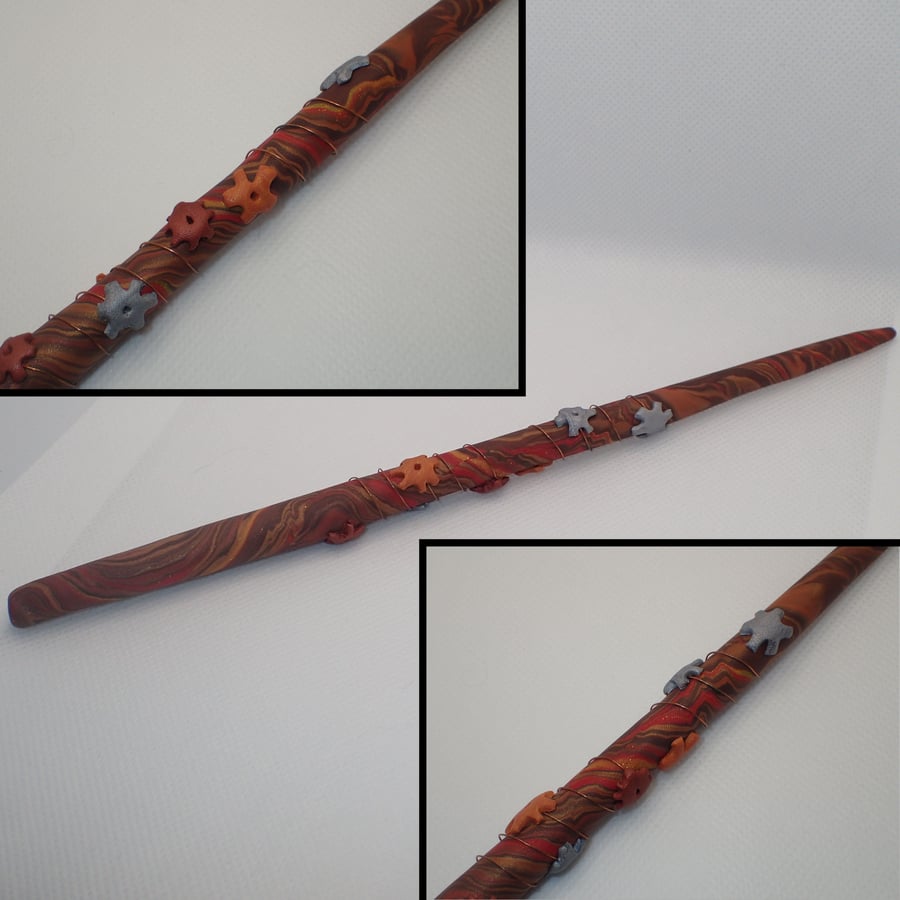 Steampunk wand in polymer clay