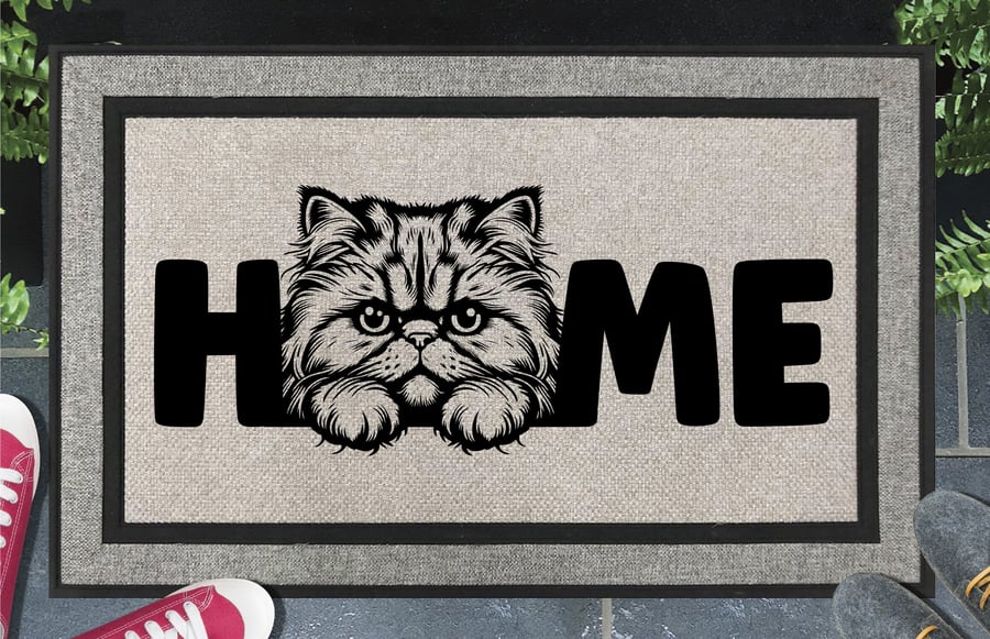 Persian Cat Home Door Mat No.2 - All Weather Doormat - 45x70cm 
