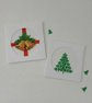 Cross Stitch Christmas Card Duo – Handmade Embroidered Bells and Tree 