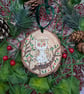 Owl hand-painted Christmas log slice decoration  - Image 6
