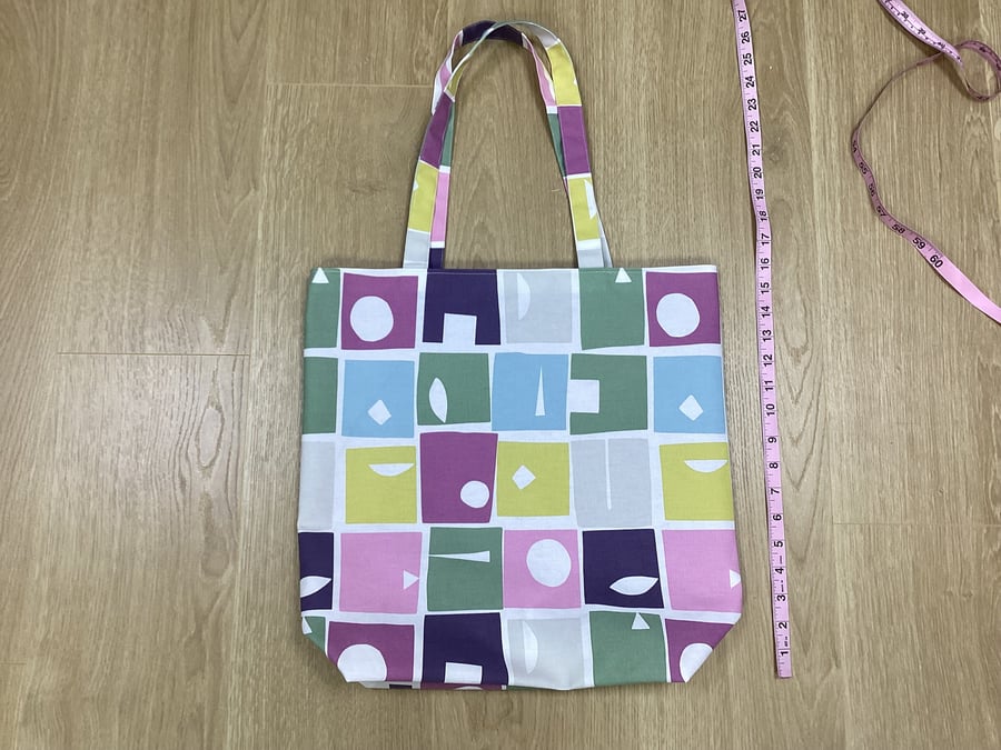 tote bag, handmade in cotton canvas abstract design fabric, fully lined Handmade