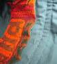 Upcycled Coffee Sack - Mini Shoulder Bag - Green and orange pattern - Image 5