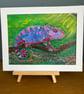 Colourful chameleon original artwork vibrant wildlife painting 