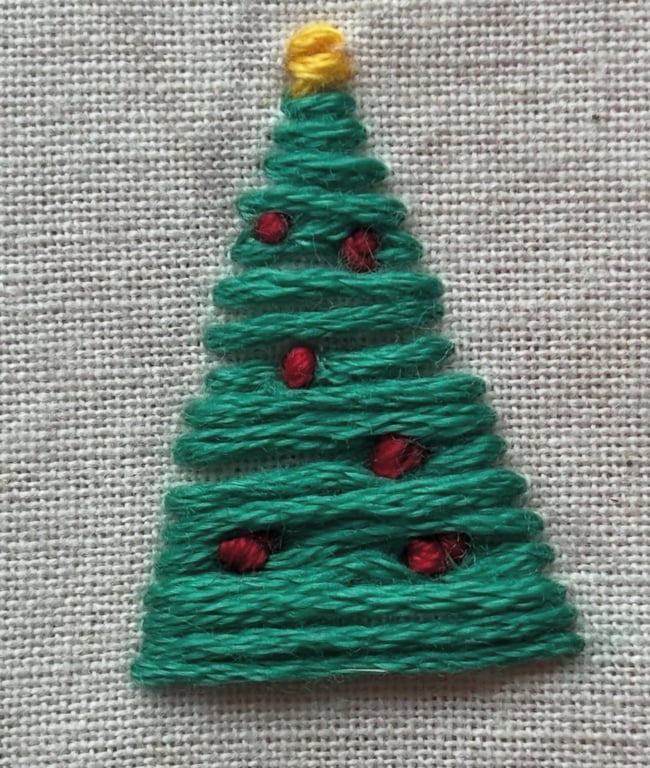 Embroidery Christmas tree card