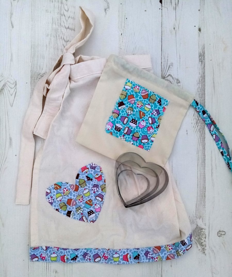 Handmade Apron and Cookie Cutters Gift Set