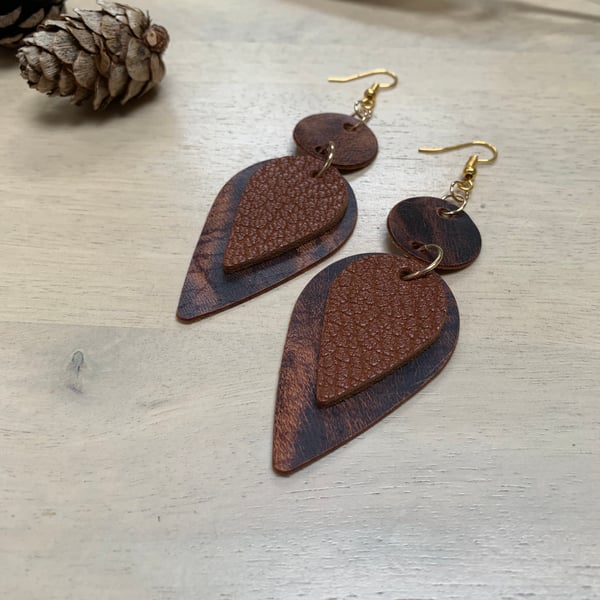 Stamped sale leather earrings