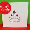 Set of 4 Christmas Cards - Merry Christ...mouse!