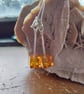 Baltic Amber Cognac Cube and Sterling Silver Earrings - Image 1