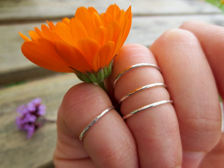 1mm Solid Sterling Silver knuckle rings - made to order for you.
