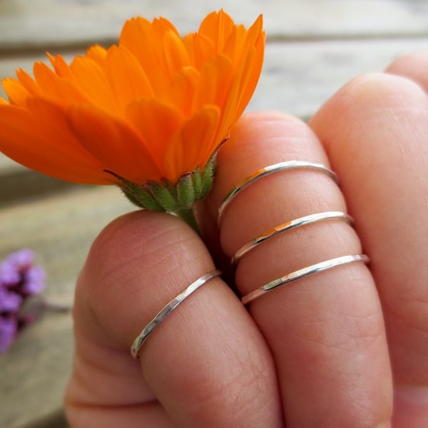 1mm Solid Sterling Silver knuckle rings - made to order for you.