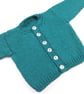 Hand knitted sea green  baby boy girl cardigan  0 - 3 months round neck - Image 1