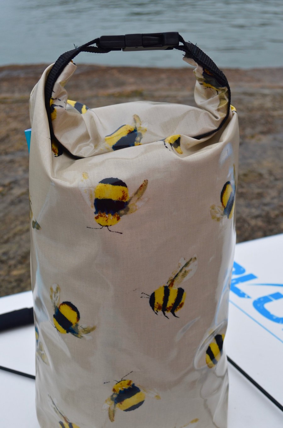 Small Oilcloth Bag For Swimming and Gym in Busy Bee Fabric