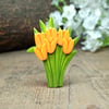 Tulip Brooch, Handmade Tulips Pin, Orange Tulip Bouquet, Wooden Flower Badge