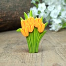 Tulip Gift, Handmade Tulips Brooch Pin, Red Tulip Bouquet, Painted Flowers Badge