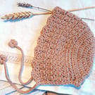 Baby bonnet, organic cotton, 0-4 months