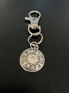 clock keyring bag charm zip puller swivel clip on key chain lanyard