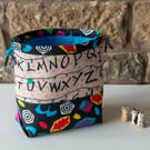 Stranger Things drawstring project bag made with fabrics inspired by the series